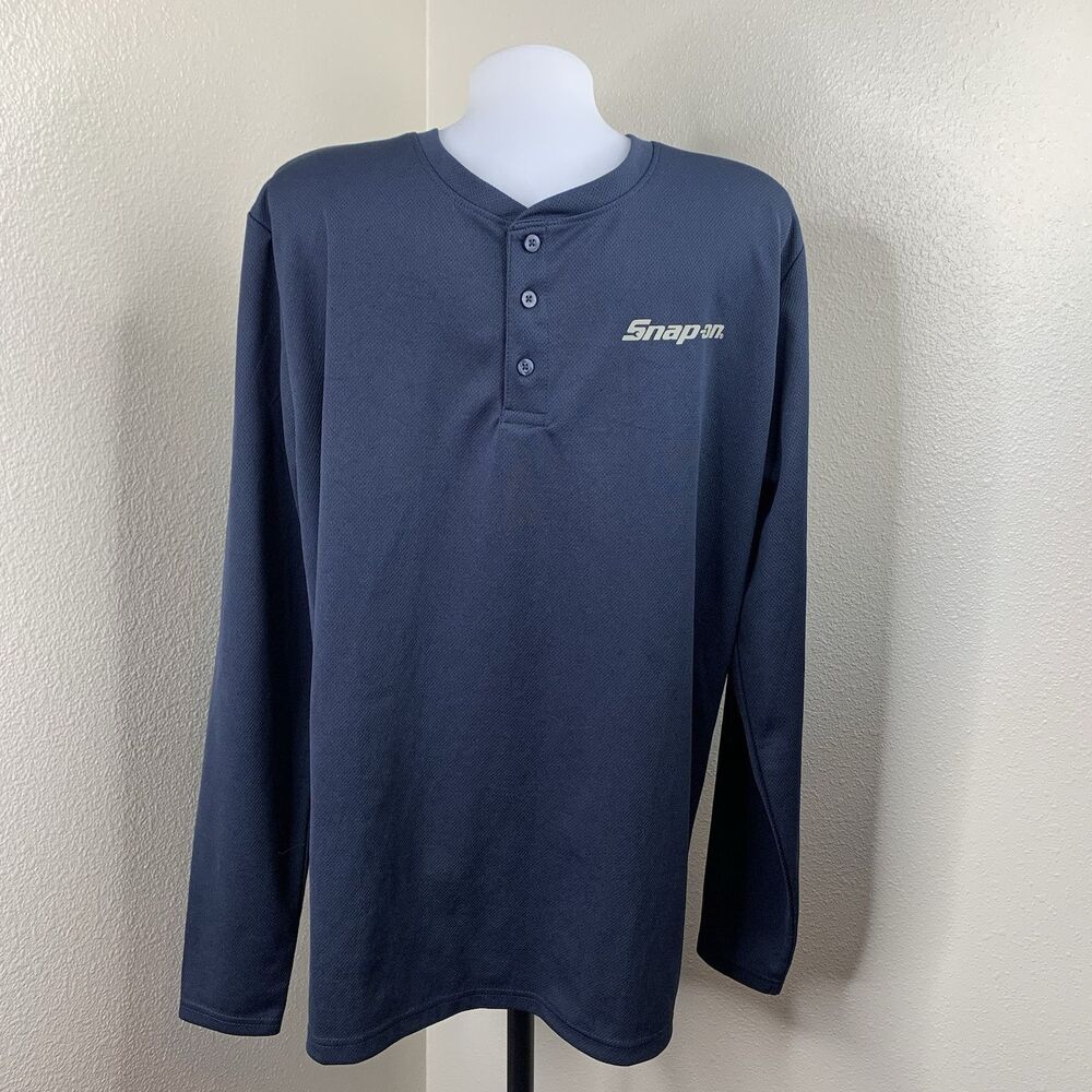 Snap-On Tools Dark Blue Long Sleeve Henley Button Men’s Sz XL Shirt